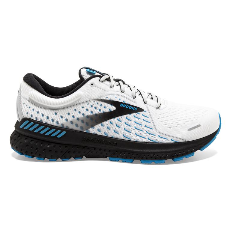 Brooks ADRENALINE GTS 21 Road Running Shoes Mens Sale - White/Grey/Atomic Blue (MNY360824)